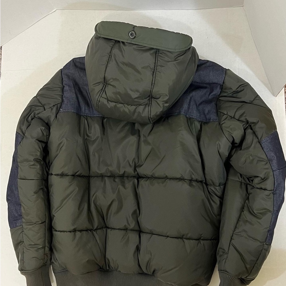 G Star Raw Down Puffer Jacket Size XXL Hooded Coat Outwear Black And Denim